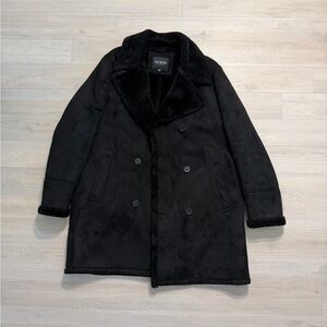 Guess Los Angeles Size Black Multi-Blend Faux Feather Dress Coat Mens - Size 2XL